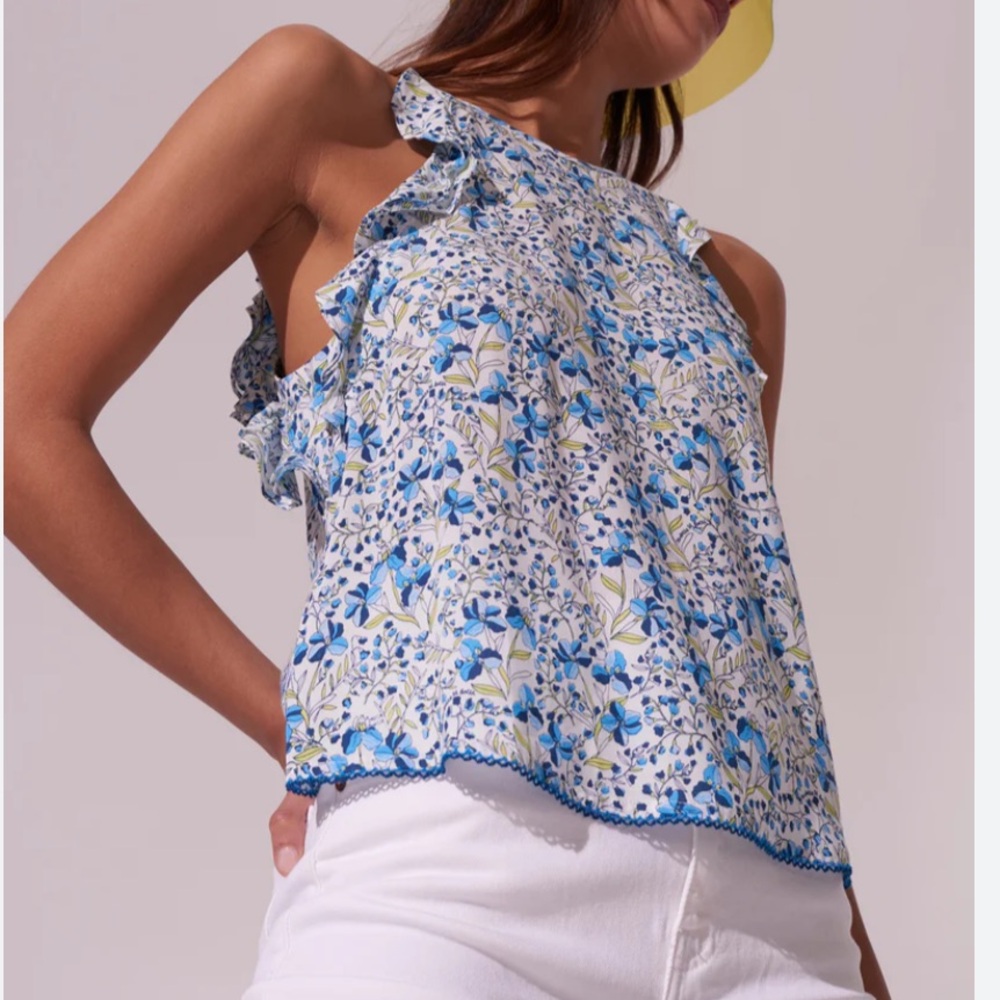 NWT! Poupette St Barth Ruffle Floral Tank Top - Size S